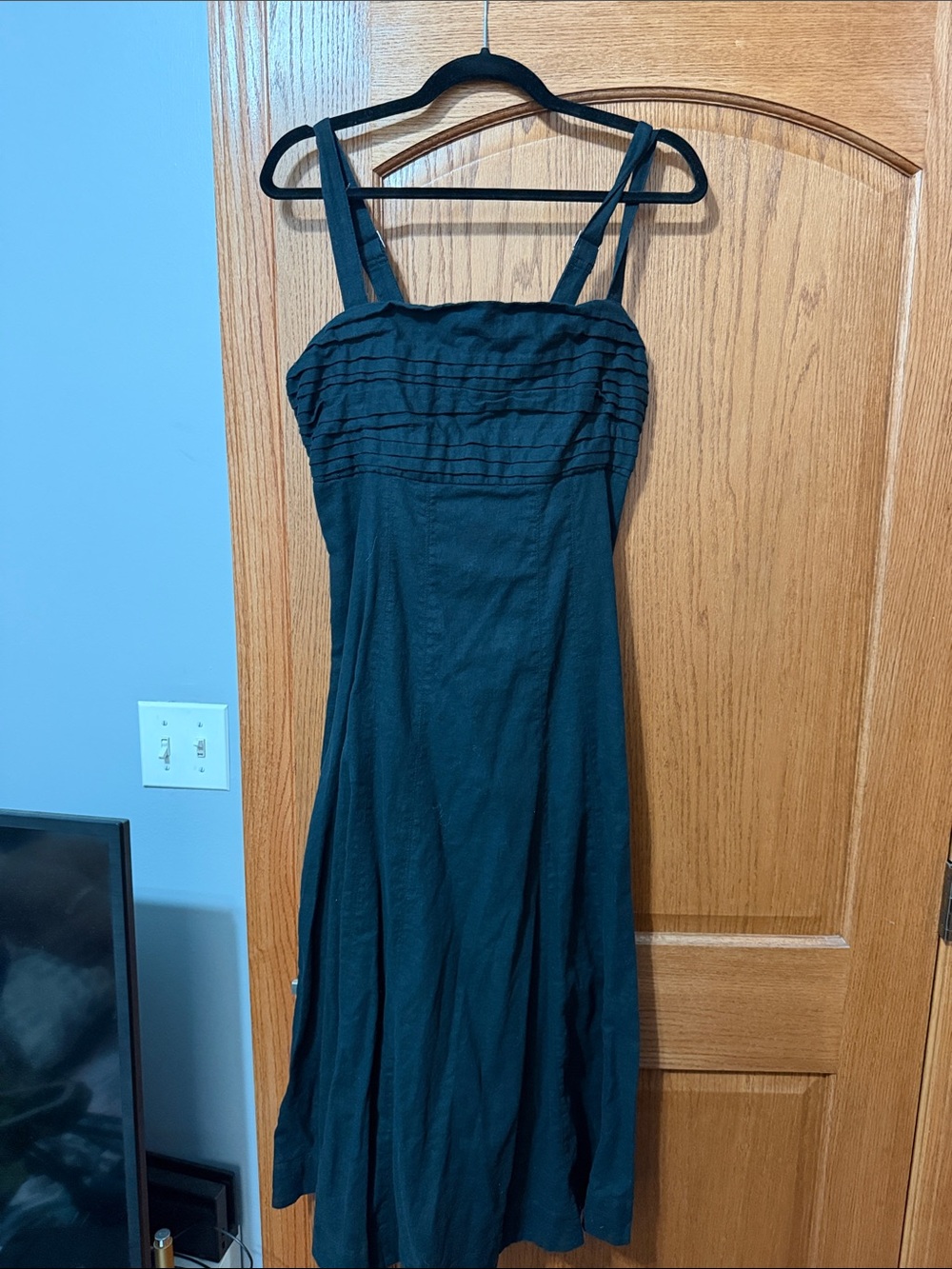 Abercrombie & Fitch Black Midi Sundress with Square Neck